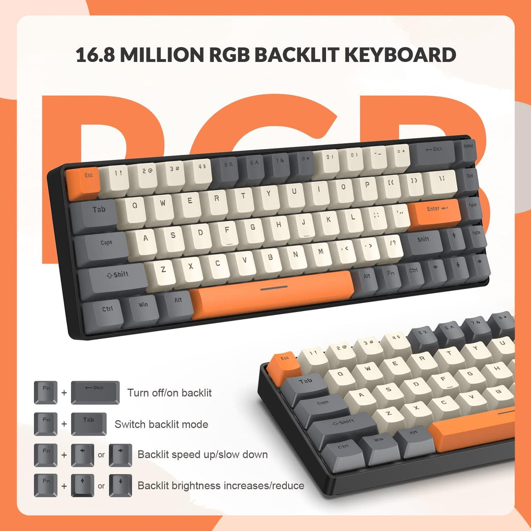YINDIAO T8 60% RGB Gaming Tastatur und Maus Set + Gewendeltes USB-C Kabel,Kabelgebundene Mechanische