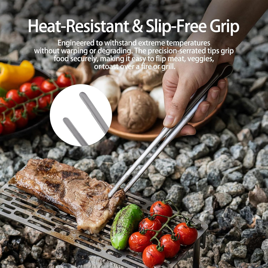 iBasingo Titan Grillrost mit BBQ Küchenzange Ultraleichtes Outdoor Grillzubehör für Camping, Wandern
