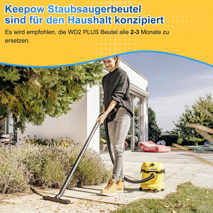 KEEPOW 15 Pack, Staubsaugerbeutel für kärcher nass trockensauger WD 2 Plus, WD 3, WD 3 Akku, Vlies S