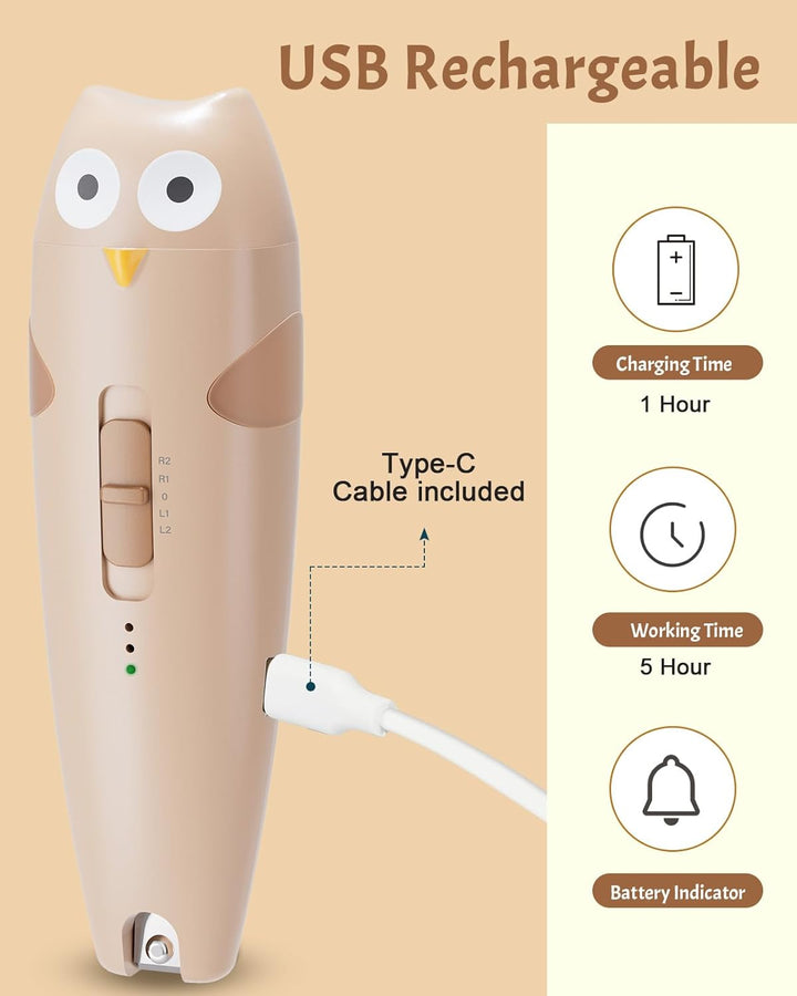 Lictin Elektrische Nagelfeile Baby, Wiederaufladbar Nagelfeile Baby, Nagelfeile Elektrisch mit Licht