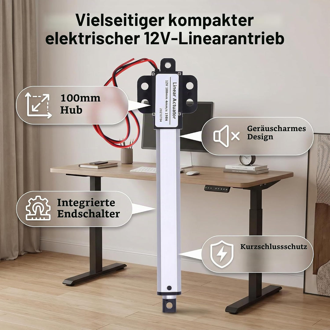 Linearantrieb, 100 Mm 12 V Eingangsspannung GeräUscharmer Interner Endschalter Kurzschlussschutz Ele