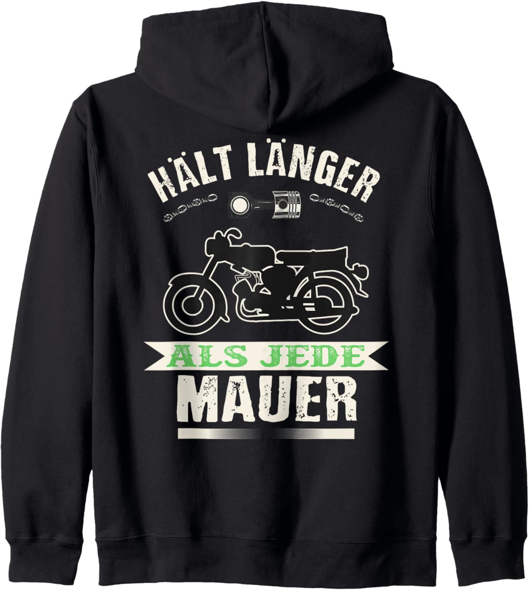 "Hält länger als jede Mauer" lustiges DDR Fahrzeuge Moped Kapuzenjacke