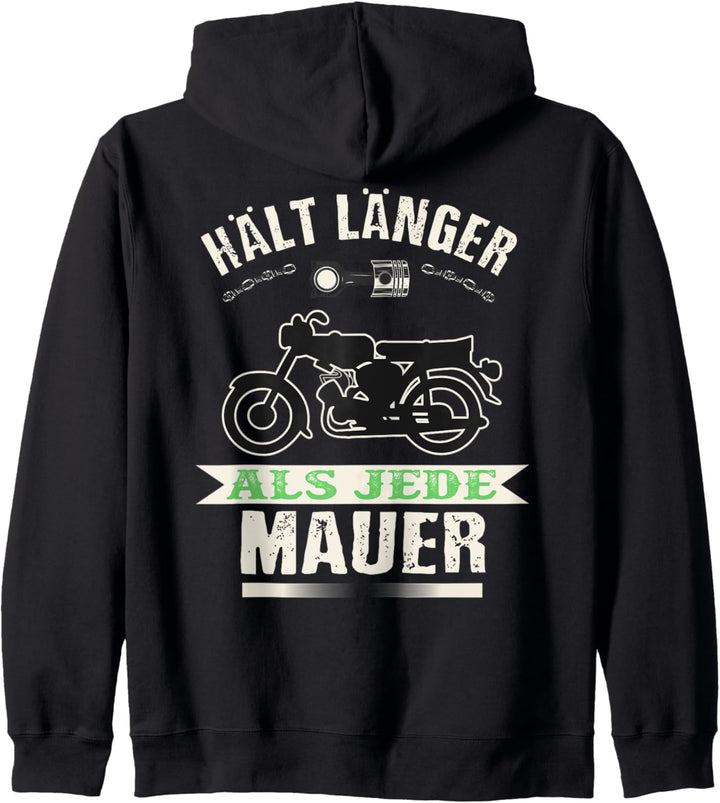 "Hält länger als jede Mauer" lustiges DDR Fahrzeuge Moped Kapuzenjacke