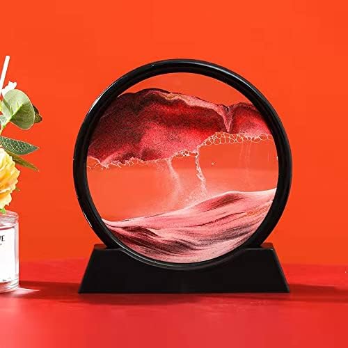 LINPING Fliessendes Sandgemälde, bewegliches Sandkunstbild, rundes Glas, 3D-Tiefsee-Sandlandschaft i