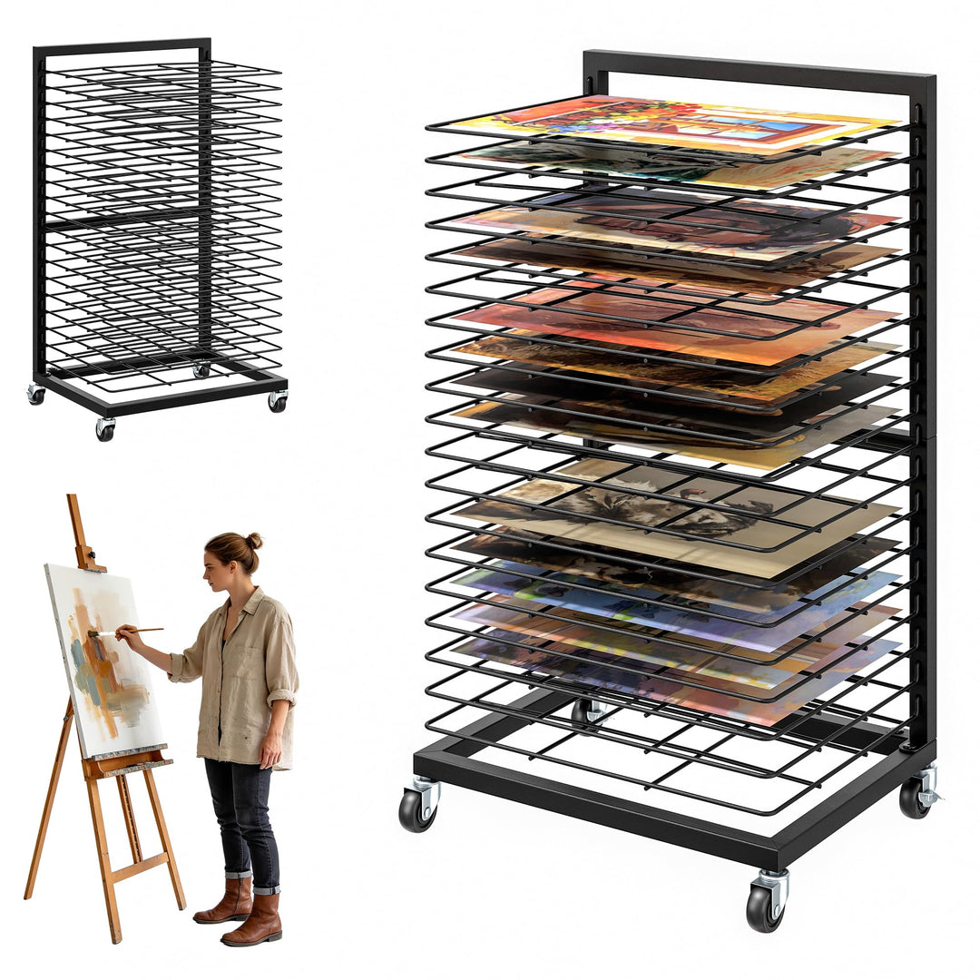 uyoyous Mobiles Bilder Trockengestell 40.5×30×70.5cm Kunsttrockengestell mit 19 Herausnehmbaren Rega