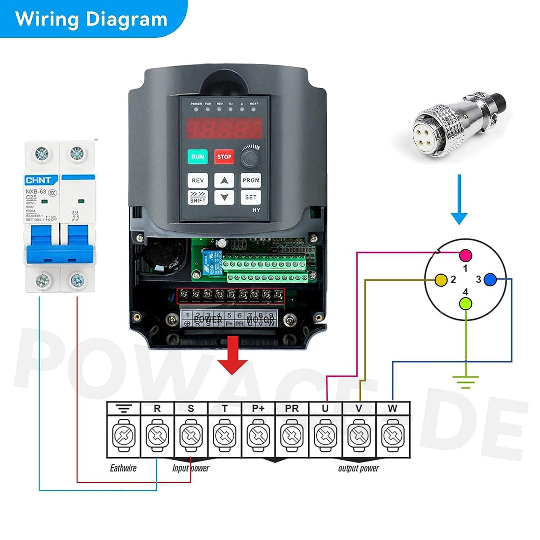 RATTMMOTOR 2.2kW 220V Wassergekühlter Spindelmotor mit 14 Stück ER20 Spannzangen und VFD Frequenzumr