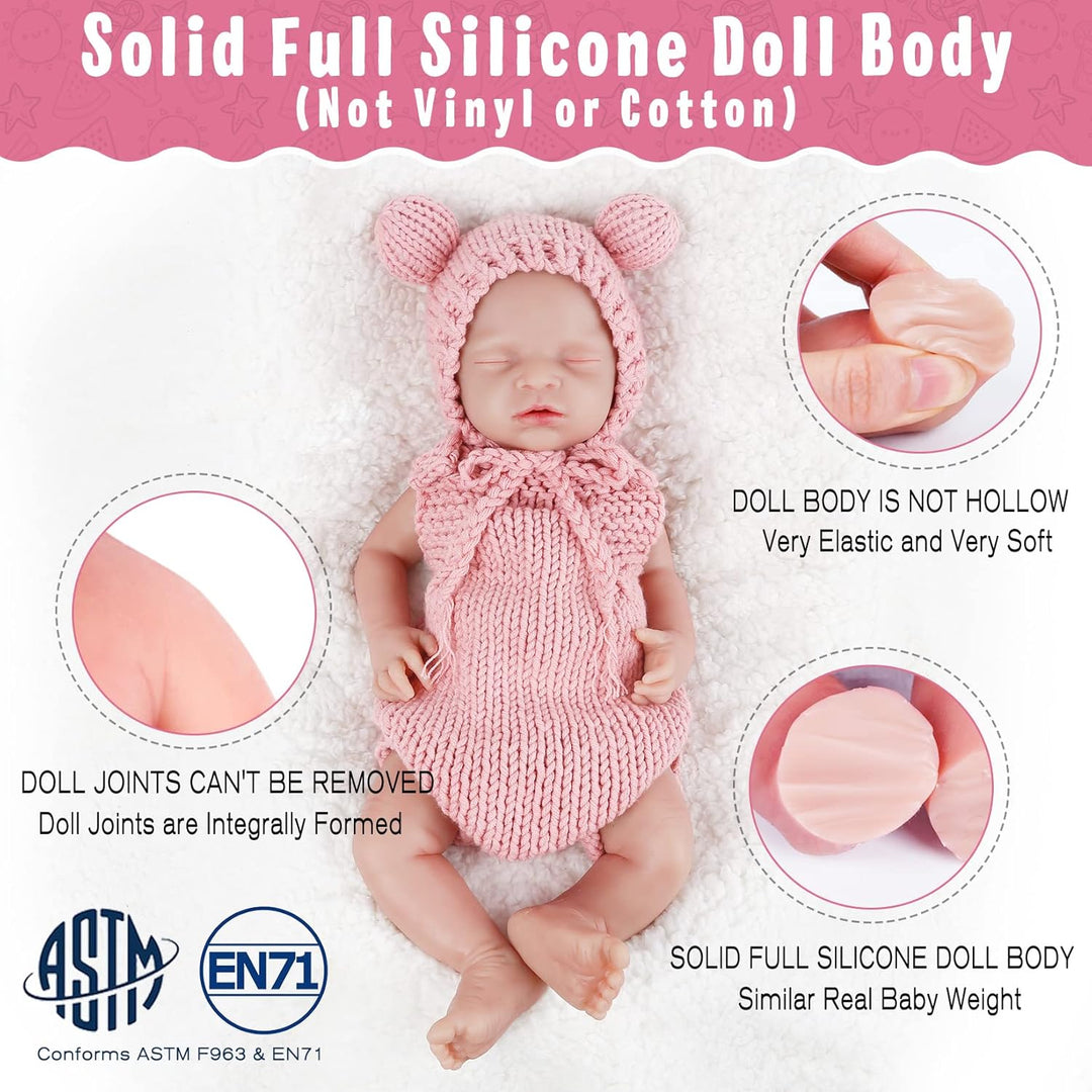 Vollence 46 cm Schlafende Ganzkörper Silikon Reborn Babypuppe Mädchen,Vollsilikon Babypuppes, Nicht