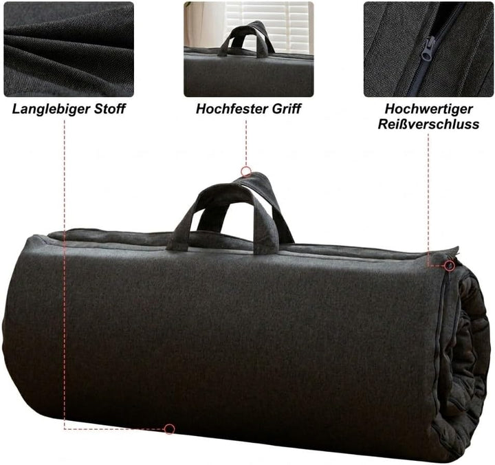 MAXYOYO Tragbarer Faltbarer Futon -Matratze, Hypoallergener Stoff Und Speicherschaummatratze Mit Gri
