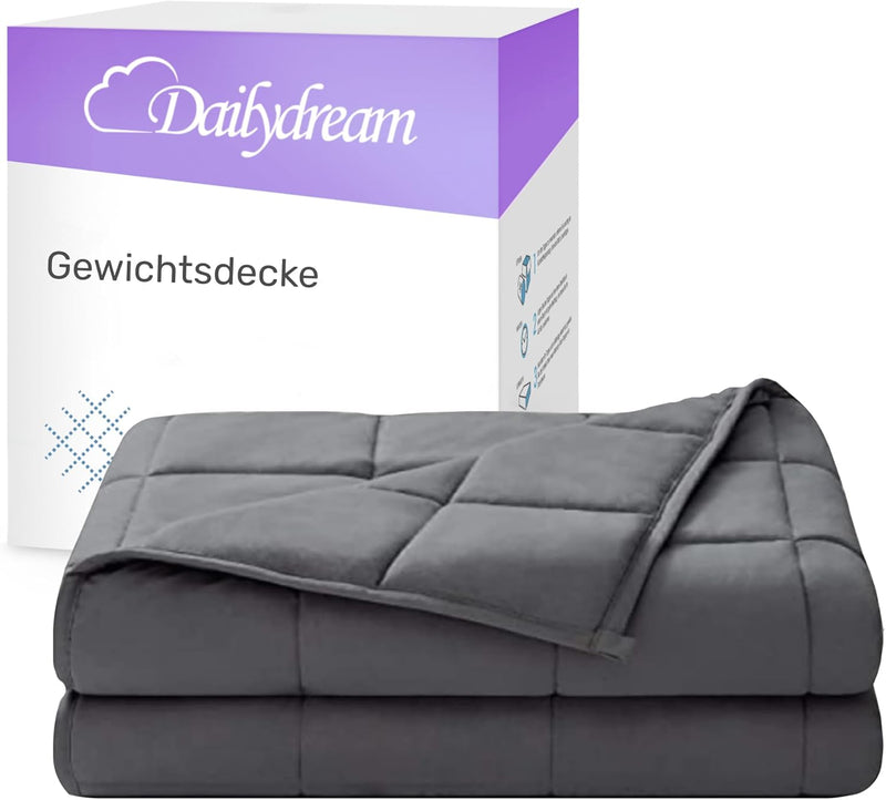 Dailydream Therapie Gewichtsdecke aus Baumwolle, 9,5Kg für Erwachsende, 155 x 200 cm, Grau Grau 155x