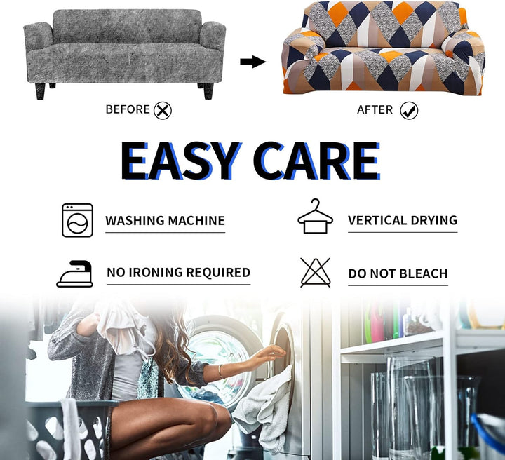 Lydevo Sofabezug 1 Sitzer Stretch Sofahusse Elastischer Sofabezug Spandex Sofa Überzug mit 3 Kissenb