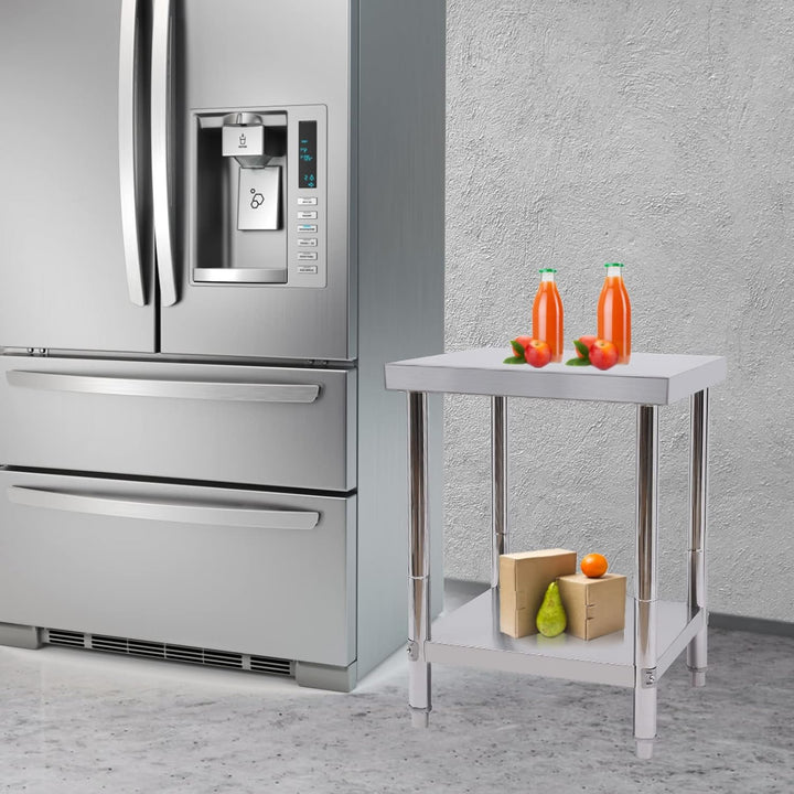 Servierwagen Grosser 2-Tier 60 * 60 * 80cm Edelstahl Gebrauchswagen Küchenwagen mit Anti-Rutsch-Fuss