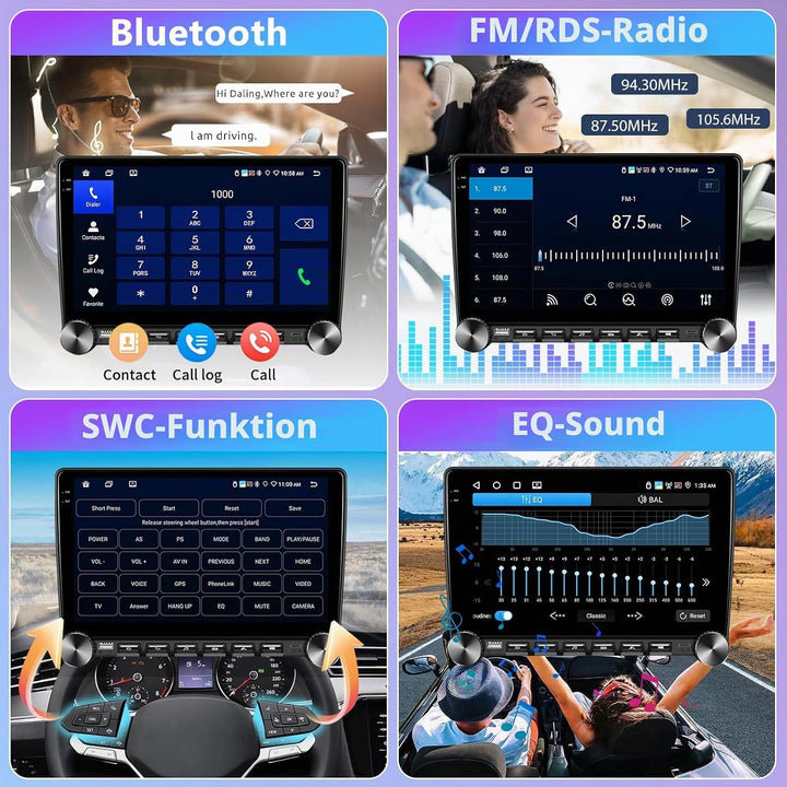 4GB+64GB Autoradio mit Kabelloses Carplay/Android Auto, 10 Zoll 2 Din Android Bildschirm Touchscreen