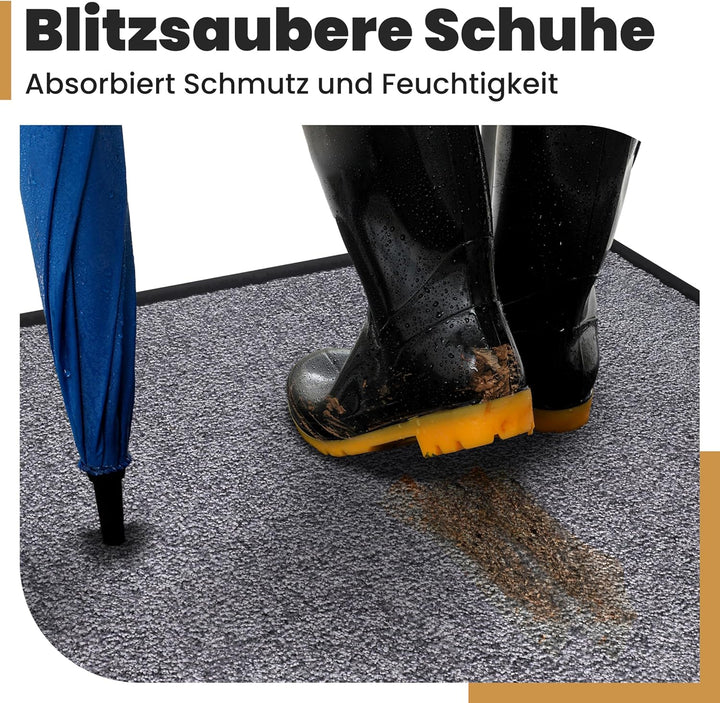 Saubere Schuhe Dank saugstarkem Stoff (robust) perfekte Grösse Hellgrau in 60x90cm - Fussmatte innen