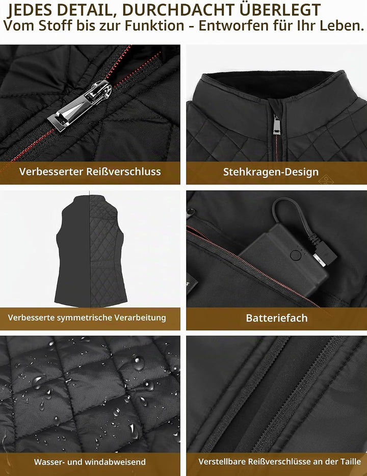 Kintiwe Beheizbare Weste, Beheizte Weste Damen mit Akku, Beheizbare Jacke Heizweste Wärmeweste mit 3