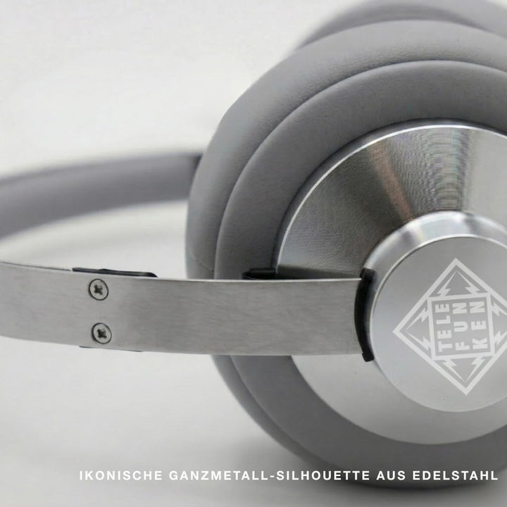 TELEFUNKEN ARCO Classic Edelstahl-Bluetooth-Kopfhörer – Ikonische Ganzmetall-Silhouette mit Luxus-Ha