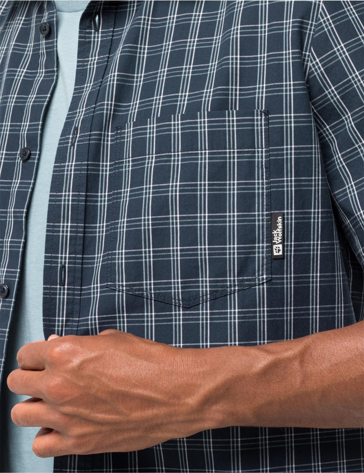 Jack Wolfskin Herren Hot Springs Shirt M Shirt Shortsleeve M Night Blue Checks, M Night Blue Checks