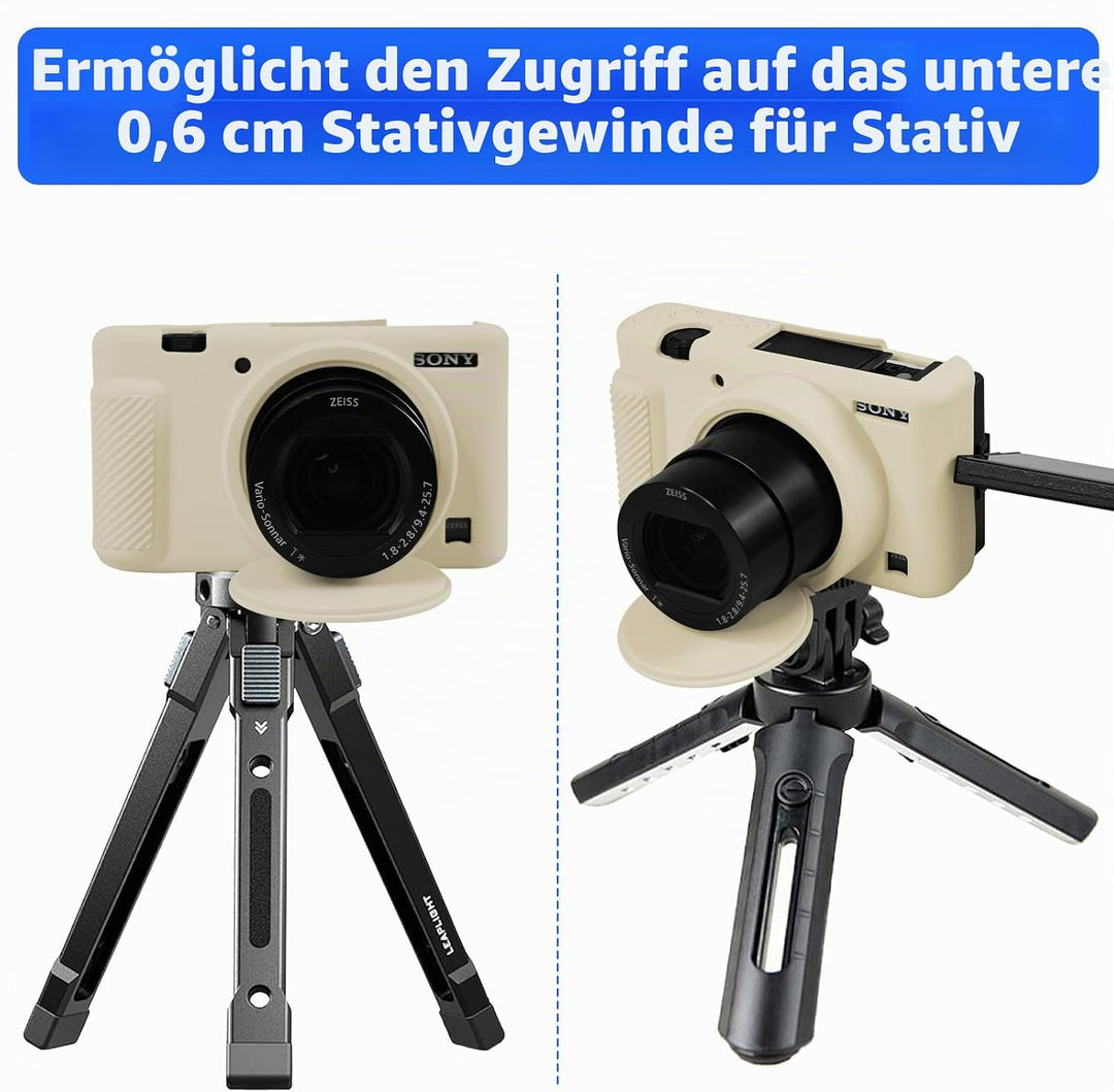 Easy Hood Silikonhülle für Sony ZV-1 Kamera,Kameratasche,Beige | mit Abnehmbarem Objektivdeckel,Krat