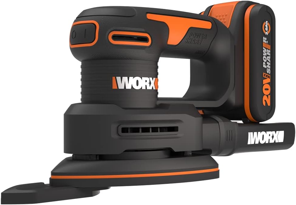 WORX WX822 Akku Detailschleifer 20V - Elektrische 20V Schleifmaschine für Holzmöbel, Türen, Ecken un