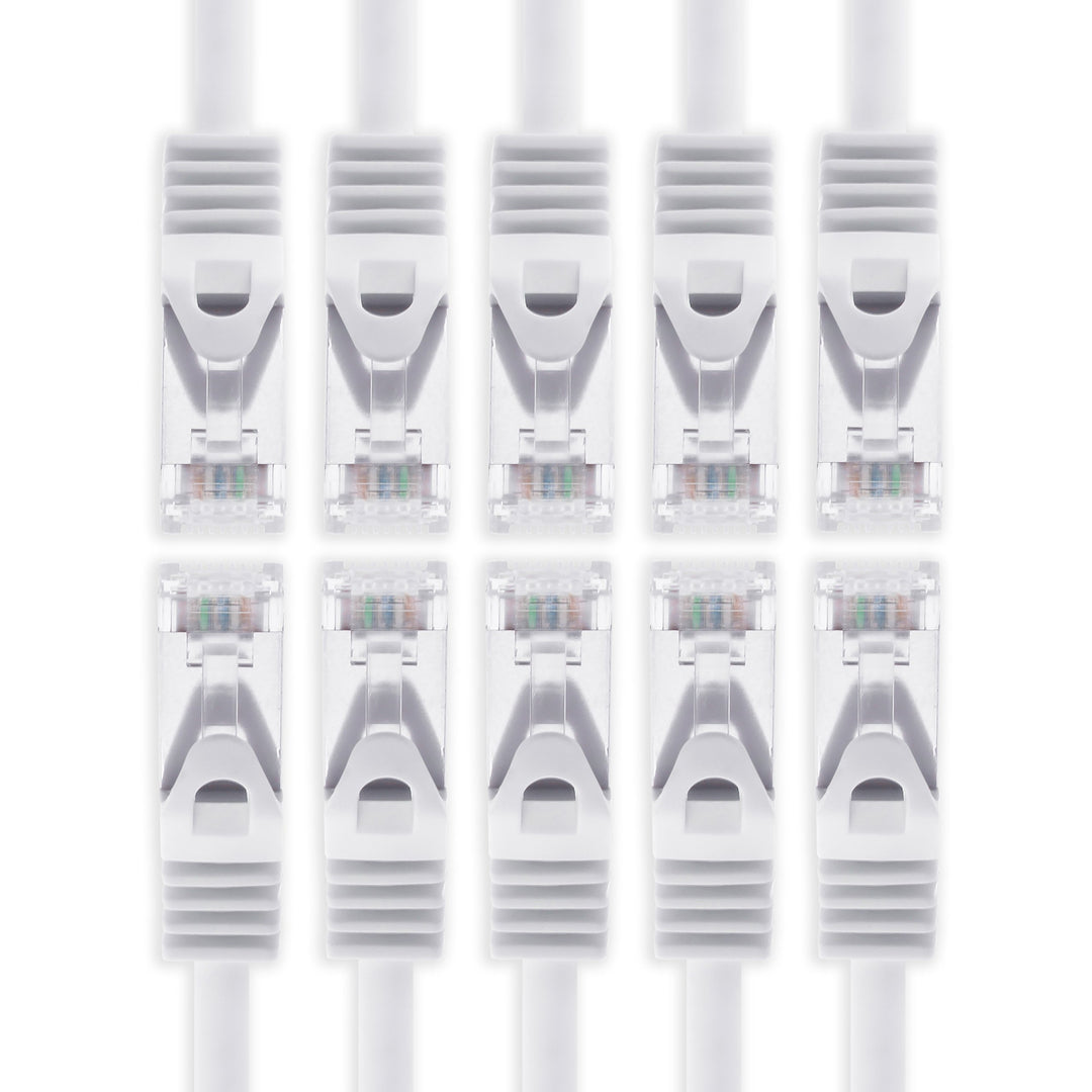 3m - Weiss - 10 Stück Cat7 Netzwerkkabel SFTP Patchkabel Lankabel Rohkabel 10GB/s - 500 Mhz konfekti