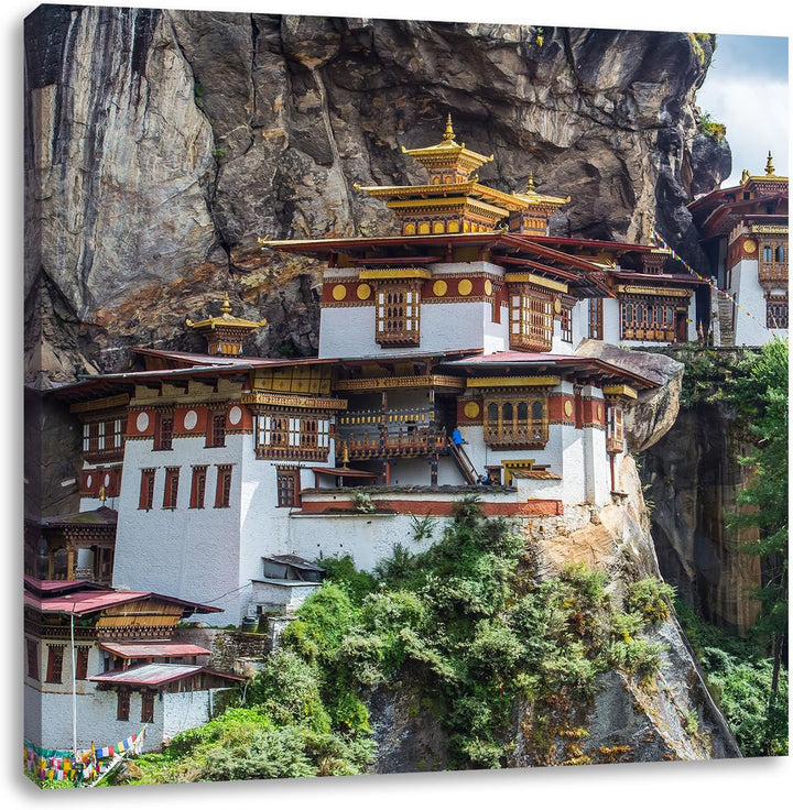 Pixxprint Chinesische Festung im Berg als Leinwandbild/Grösse: 70x70 cm/Wandbild/Kunstdruck/fertig b