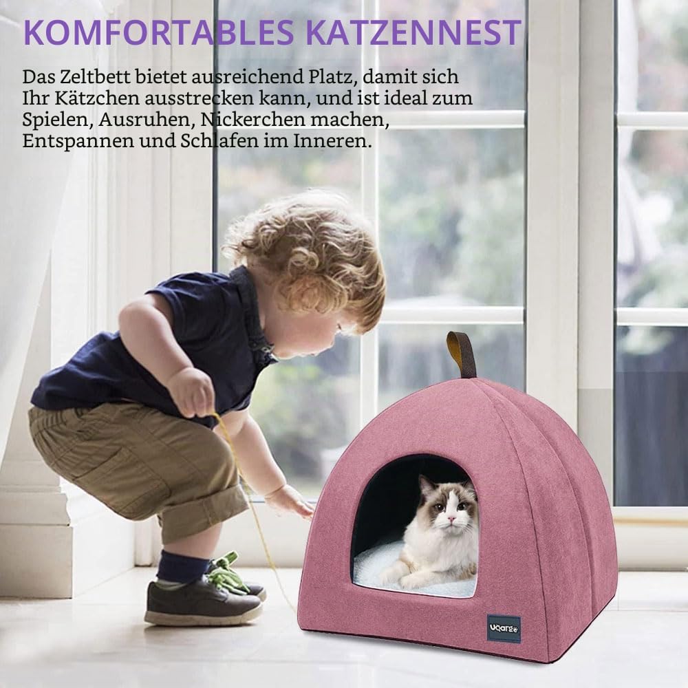Katzenhöhle Katzenbett, weiche Katzenhöhle, weiche warme Plüsch-Katzenbetten, Katzennest mit herausn