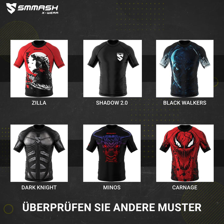 SMMASH Funktionsshirt Herren Rashguard Kurzarm Sportshirt MMA Thaibox Muay Thai Kickboxen Atmungsakt