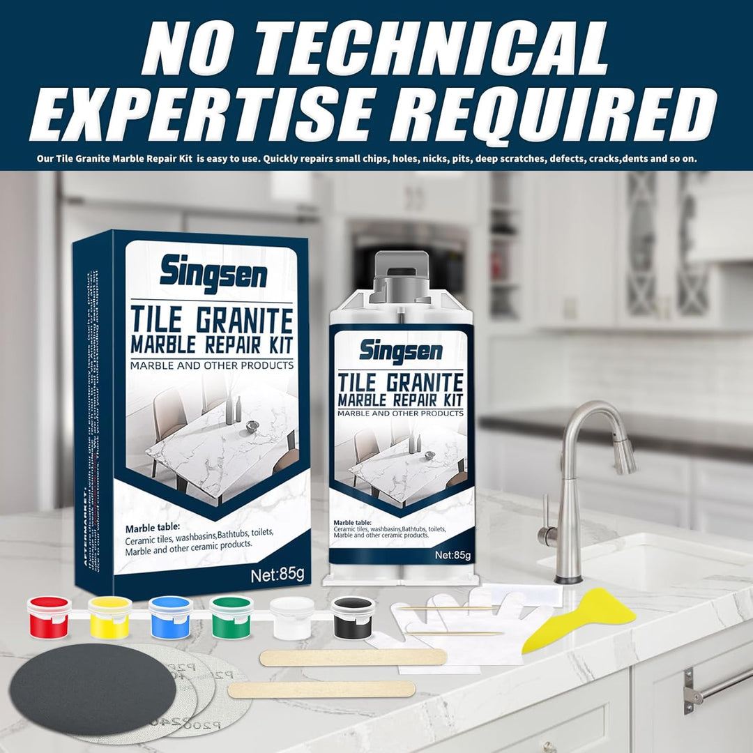 Fliesen Granit Marmor Reparatur-Set, Marmor Reparatur-Set (Farbabstimmung), Starkes und wasserdichte