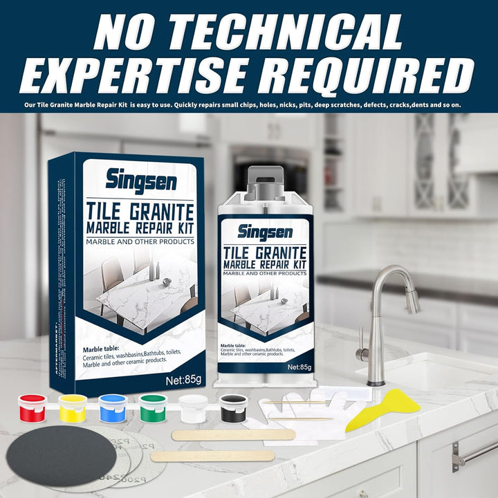 Fliesen Granit Marmor Reparatur-Set, Marmor Reparatur-Set (Farbabstimmung), Starkes und wasserdichte
