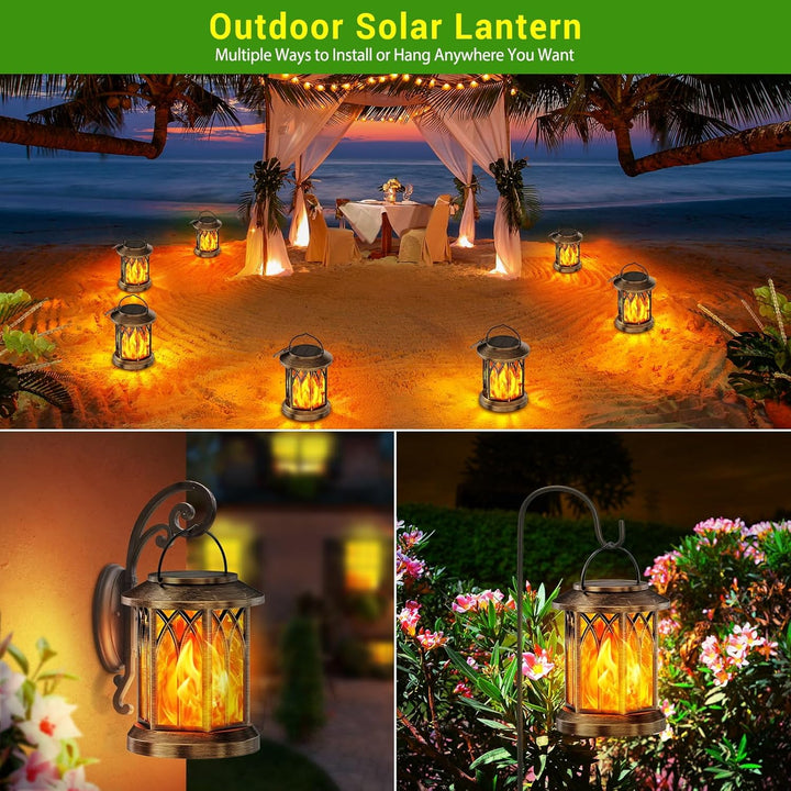 Garten Solarlampen für Aussen Hängend, GEARLITE 2 Stücke Solar Laternen für Draussen mit Realistisch