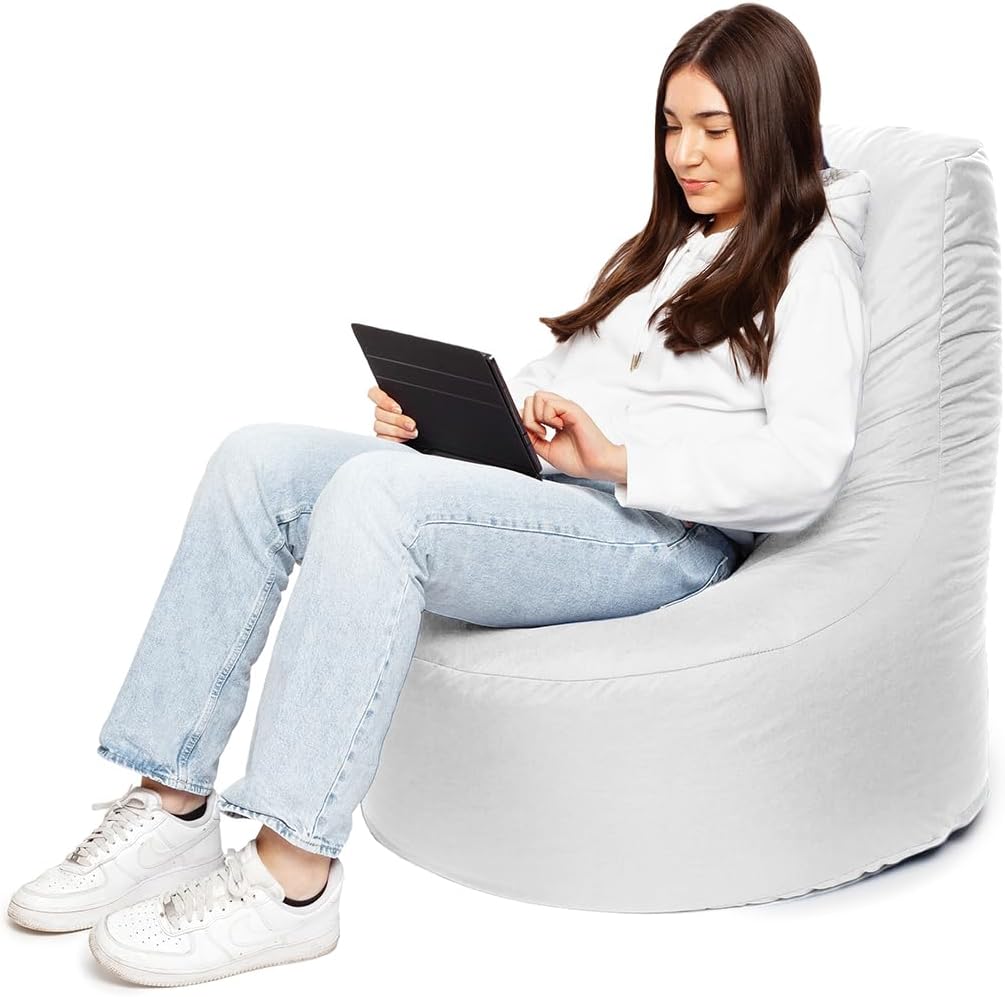 PATCH HOME Gamer Sessel inkl. Würfel Bean Bag Set Ø75cm, 30cm Sitzhöhe, 80cm Höhe + 35x35cm Würfel W