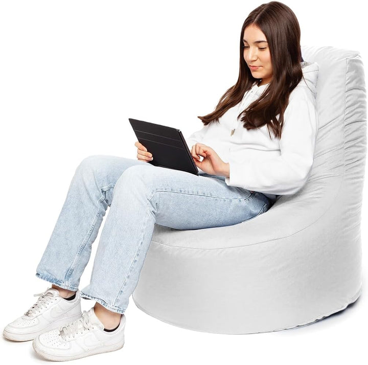 PATCH HOME Gamer Sessel inkl. Würfel Bean Bag Set Ø75cm, 30cm Sitzhöhe, 80cm Höhe + 35x35cm Würfel W