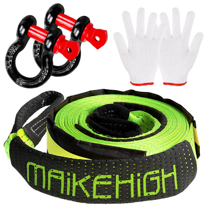 MAIKEHIGH Abschleppseil 5M x 5cm, 10 Tonnen (22,000 Lbs) Tow Rope Kit Für Off-Road Recovery mit 2 Ve