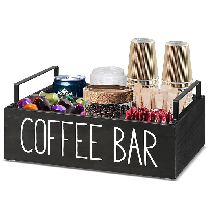 Kaffee-Station Veranstalter, Holz Kaffee-Bar Veranstalter mit Griff K Cup Veranstalter Kaffee-Pods-H