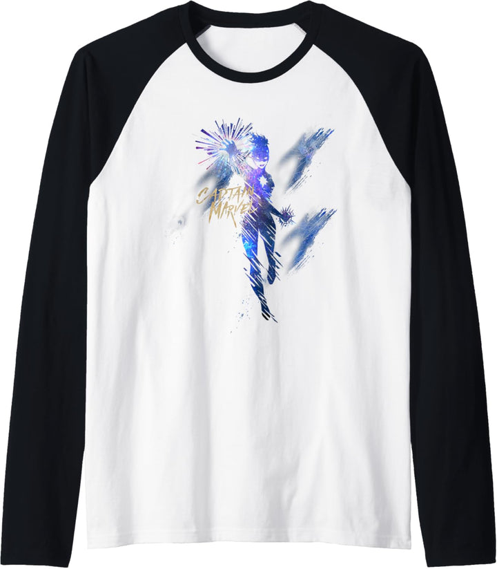 Marvel Captain Marvel Silhouette Watercolor Poster Raglan