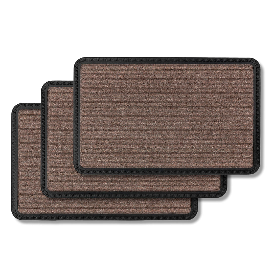 Astra Fussmatte Aussen & Innen - 3er Set 40x60 cm Braun Linien - Sauberlauf Türmatte rutschfest - Sc