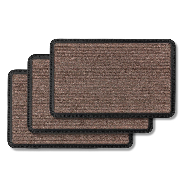 Astra Fussmatte Aussen & Innen - 3er Set 40x60 cm Braun Linien - Sauberlauf Türmatte rutschfest - Sc