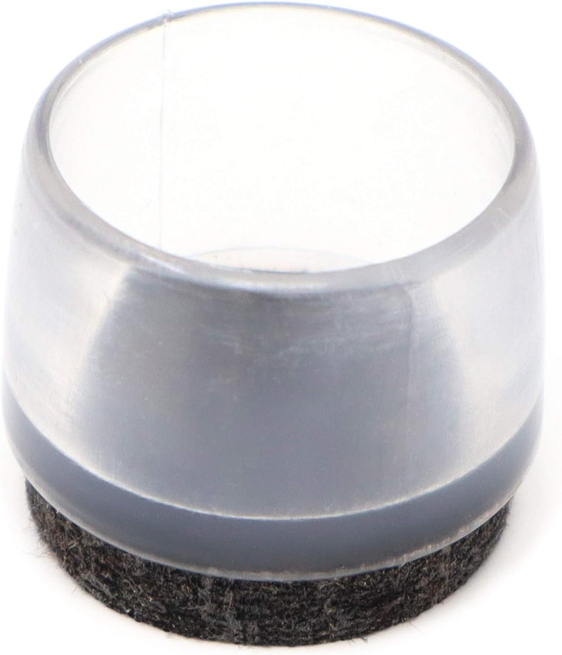 Adsamm® / 32 x Stuhlbeinkappen mit Filz / Transparent / Ø 21 - 22 mm / rund / Filz-Möbelgleiter für