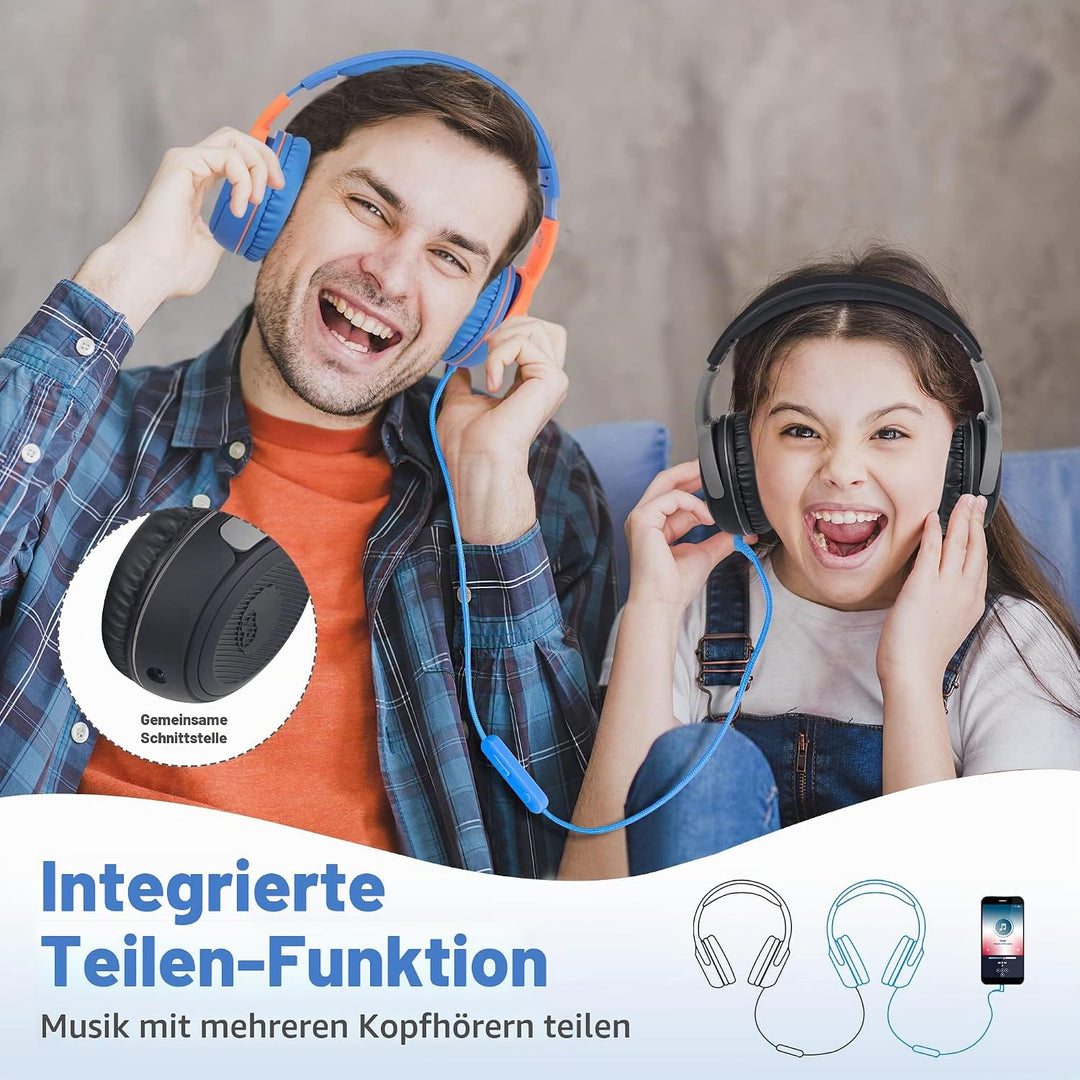RockPapa Share 2 Pack Kinder Kopfhörer, 85dB/94dB Lautstärkebegrenzung, Kopfhörer Kinder mit Mikrofo