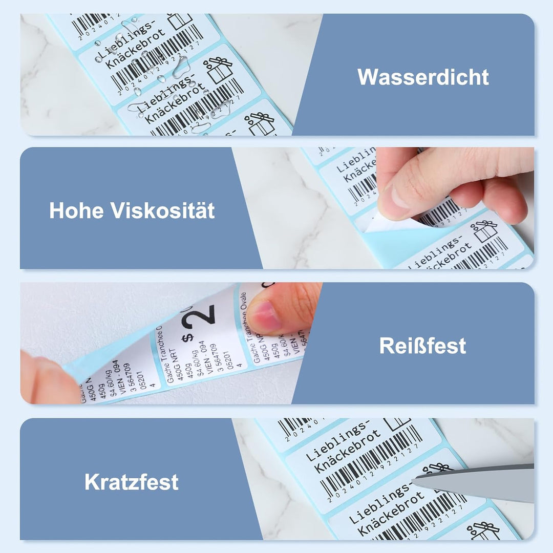 CLABEL 6 Rollen 2"*1" Weisse Etikettenband für 221B 220B 230B 320B Etikettendrucker Selbstklebend Th