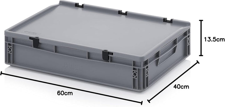 Auer Packaging Eurobehälter-Eurobox 60 x 40 x 13,5 cm mit Scharnierdeckel inkl. gratis Zollstock