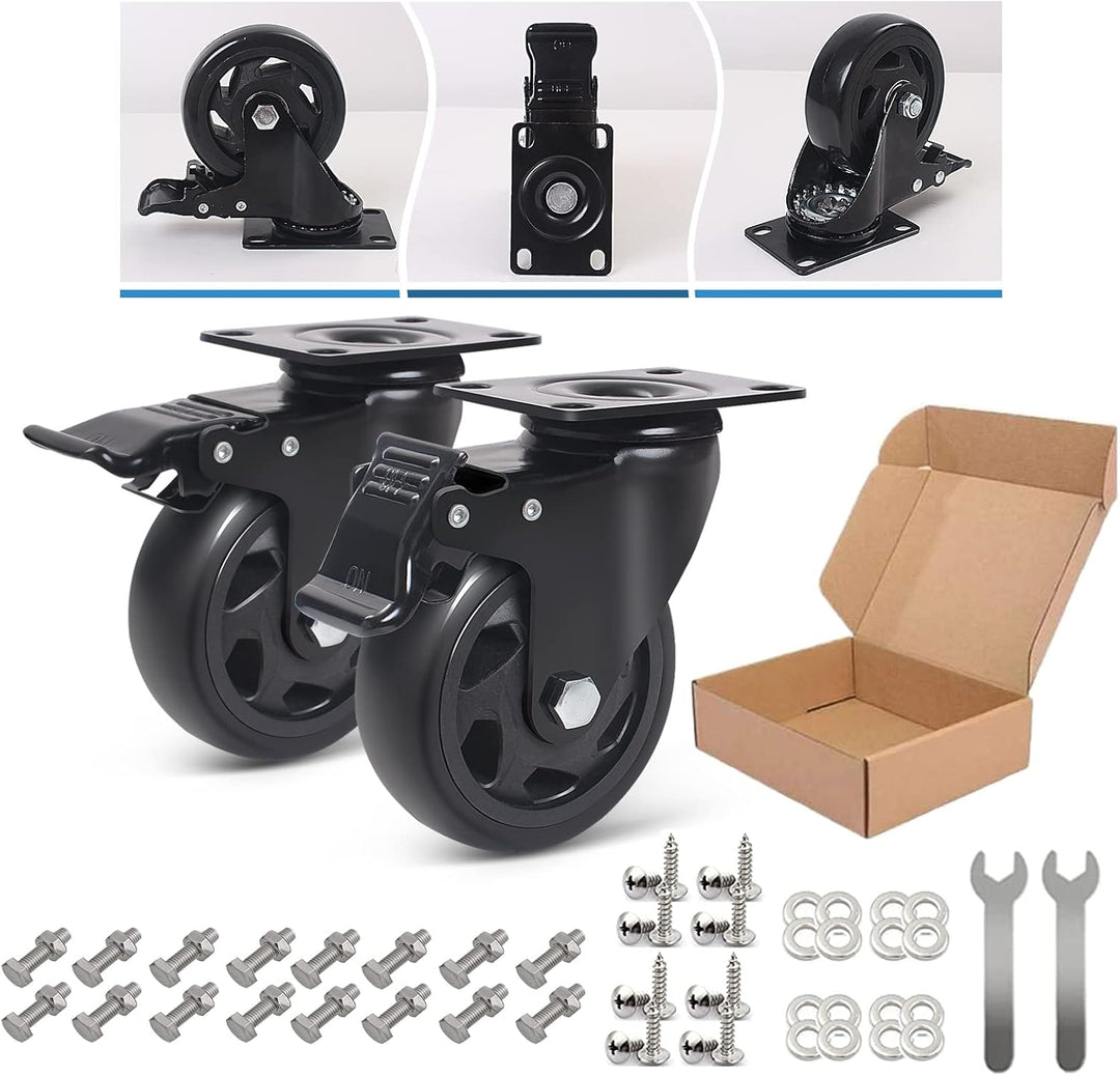 RRIUTO 4 Lenkrollen mit Bremse, 75 mm Transportrollen mit Bremse Strandkorbrollen Möbelrollen für Mö