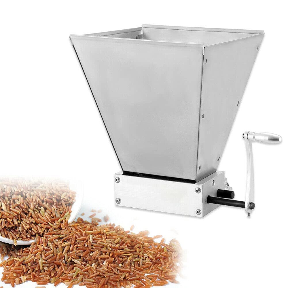 4L Manuelle Getreidebrecher, 2 Rollen Verstellbare Malzmühle 8lbs/min Getreidemühle Getreidemahlmasc