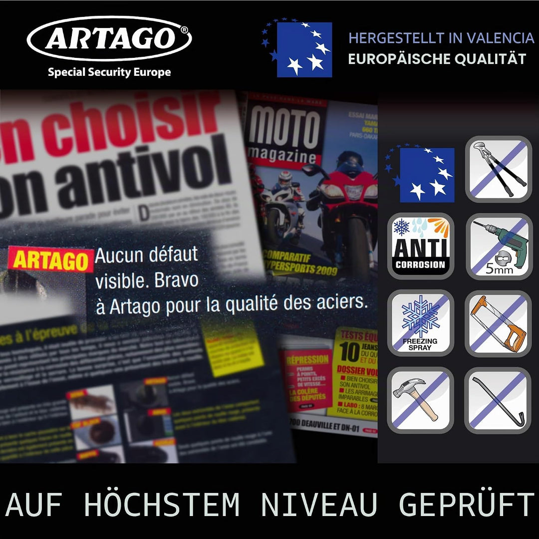Artago 562-I Bremsscheibenschloss, Hochwertig + Transport Halterung als Geschenk