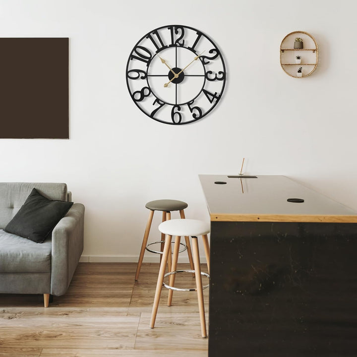 Wanduhr Gross Modern Nahezu Lautlos Ohne Tickgeräusche -60cm Durchmesser Wanduhren Modern Wohnzimmer