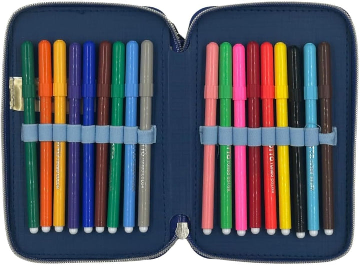 PASO - Federmäppchen 3 Fächer - Mäppchen für Mädchen und Jungen - Federmappe 3-Fach Federtasche Gefü