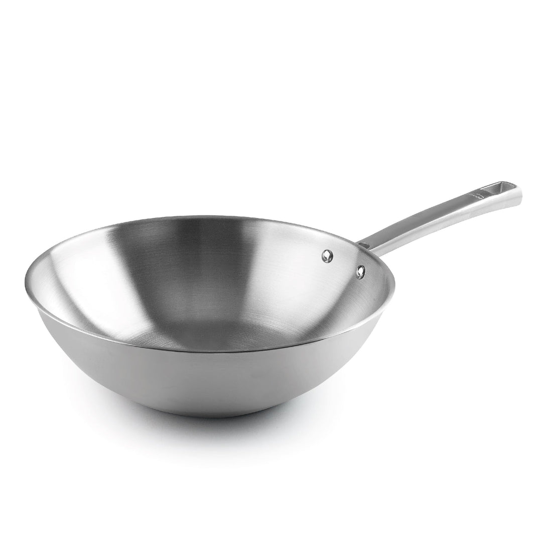 LACOR - 45828 - Wok Foodie, Edelstahl 18/10, ergonomischer Griff, Sandwich-Wärmediffusorboden, geeig