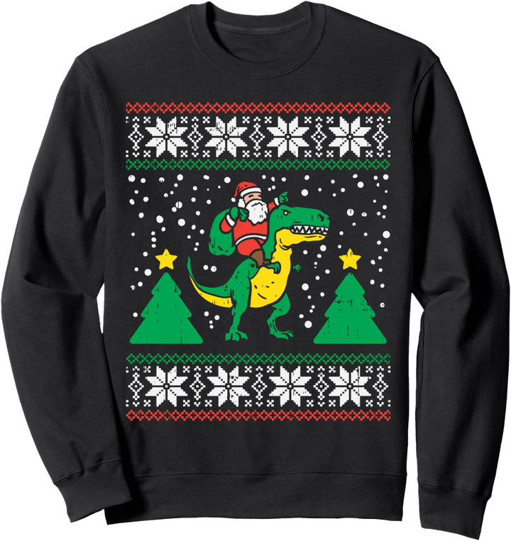 Santa Riding T-Rex Ugly Christmas Funny Dinosaur Xmas Gift Sweatshirt