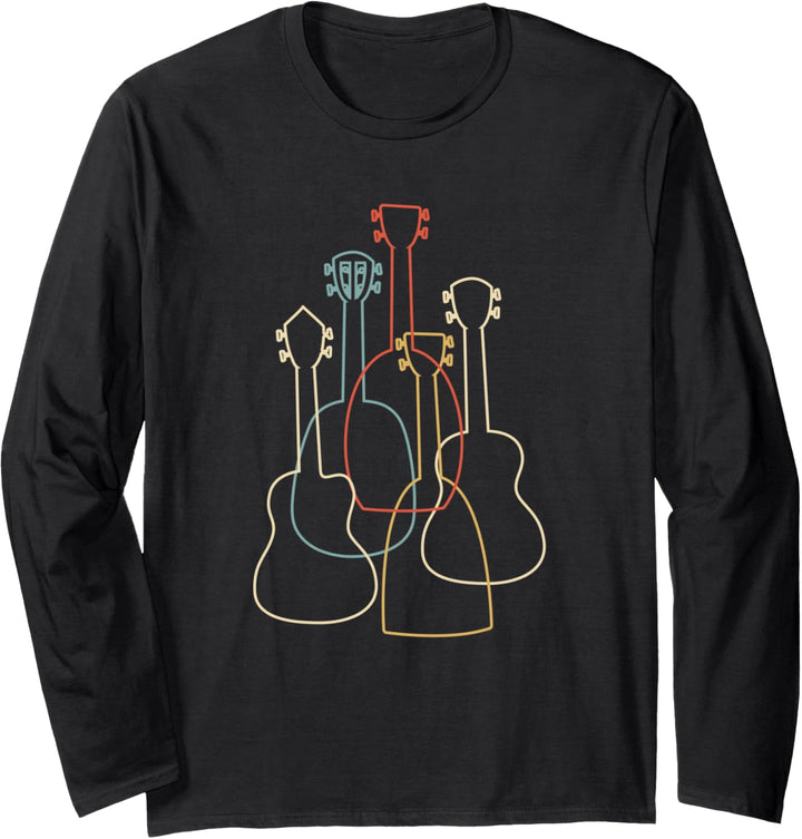 Ukulele Geschenk Uke Silhouetten Langarmshirt