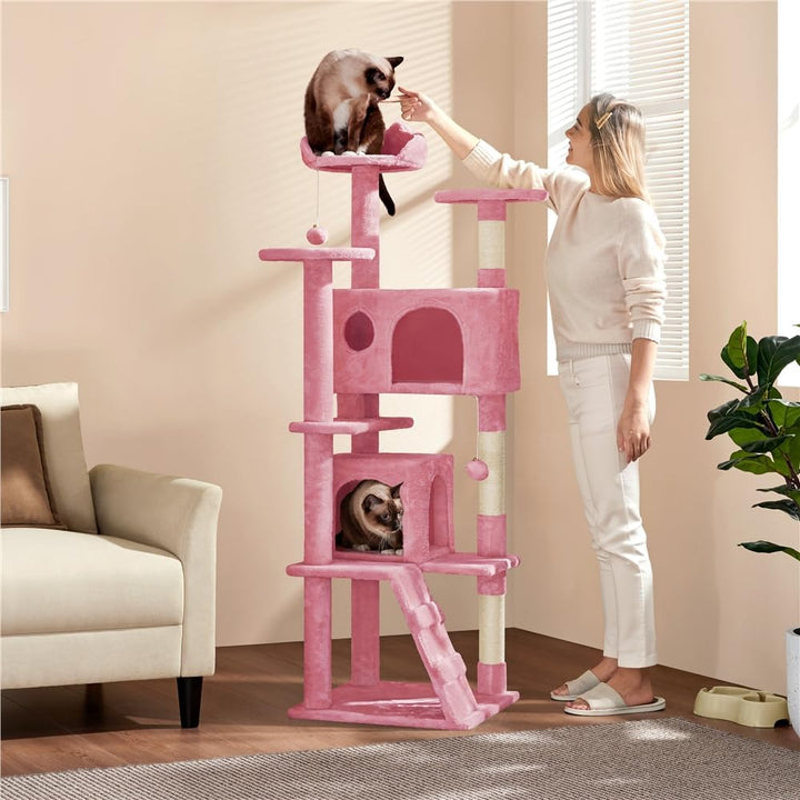 Yaheetech Kratzbaum gross Kletterbaum 158 cm hoch Katzenkratzbaum, Stabiler Katzenbaum mit 3 Plattfo