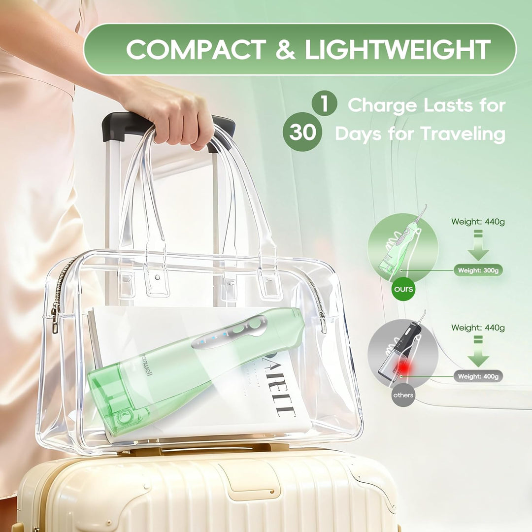 Mornwell Munddusche Kabellos für Zähne Tragbar Oral Irrigator Elektrische Zahnreiniger 300ML 3 Modi